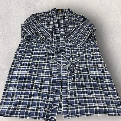 Vintage Men's Brooks Brothers Canada Robe Lounge Blue Plaid Belted Large/XL 1241 • $24.95