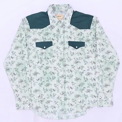 C5498 VTG EDG Men's Floral Checotah Pearl Snap Western Shirt Size L • $19.99
