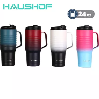 HAUSHOF 24oz Travel Mug Mullticolor Stainless Steel Vacuum Insulated With Handle • $23.99
