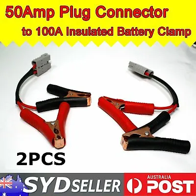 $28.19 • Buy Car Battery Clamps 100amp End Lead 2 Core Cable Wire  Plug 50amp Jump Starter X2