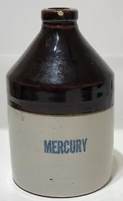 Vintage Small MERCURY Crock Medicinal STONEWARE JUG 2-Tone Color - NICE • $20