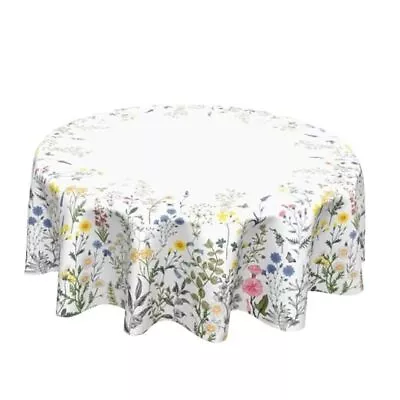  Spring Summer Flower Tablecloth Vintage Floral Round 60 Inch Wild Flower • $29.03