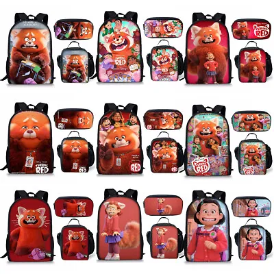 Cosplay Turning Red Mei Priya Panda Kids Backpack Student Schoolbag Rucksack Set • £17.88
