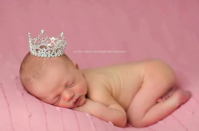 Newborn Baby Birthday Xmas Gift 1 Purple Diamante Mini Rhinestone Crown Tiara • £14.99