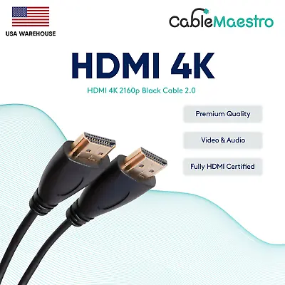 HDMI Cable 4K 2160P 2.0 Ultra High Speed 144Hz PS5 PS4 Xbox PC Gold Plated Lot • $104.95
