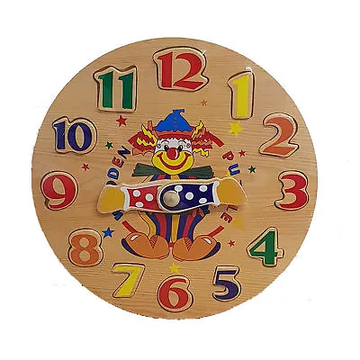 £3.89 • Buy Children`s Wooden Clock Puzzle, Learn The Time And Numbers Puzzle Clock 