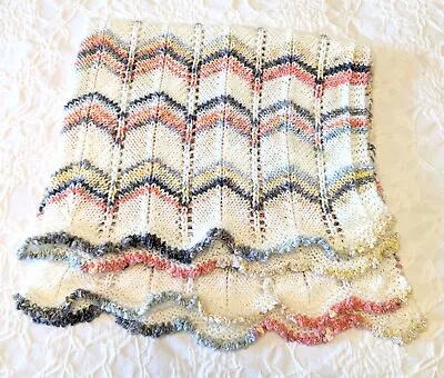 Handmade Crochet BABY BLANKET Afghan Crib Blanket Multi Ruffle Edge 38  X 28  • $14.99