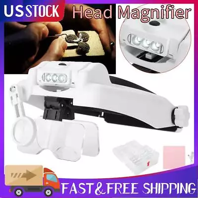 3 Led Head Magnifying Glasses Headset With Light Hands Free Headband Magnifier • $20.76