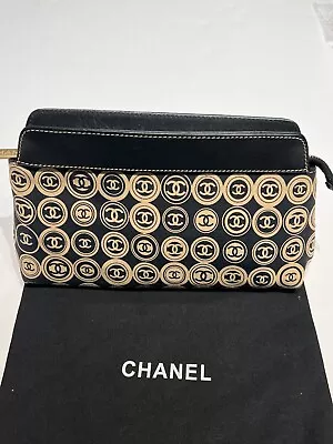 Chanel Vintage Medallion Pouch Rare Blue Beige • $750