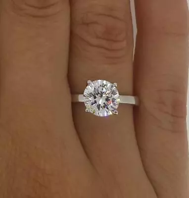 1 Ct 4 Prong Solitaire Round Cut Diamond Engagement Ring SI2 F White Gold 14k • $1357
