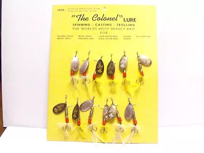 Vintage Store Display The Colonel Made In Germany Unfished 12 Lures 11/4   Blade • $85