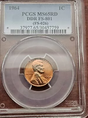 1964 PCGS MS65RD DDR FS-801 (FS-026) Lincoln Cent • $91.99