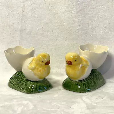 Vintage Hand Painted Pair Of Easter Chick Egg Cups 4  X 3  X 2.5  Germany • $17.95