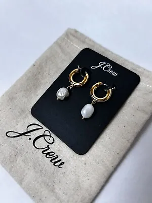 J Crew Earrings Mini Pearl Gold Tone Hoop  Pearl Drops Earrings • $21.99
