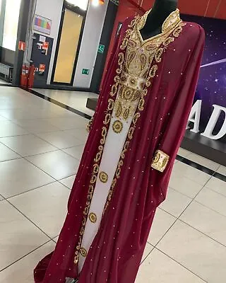 Dubai Kaftan Maxi Women Abaya Long Moroccan Style Embroidery Jilbab Dress • $68.99