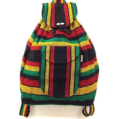 Authentic RASTA Bag Beach Hippie Baja Ethnic Backpack Made In Mexico Unisex 01 • $29.99