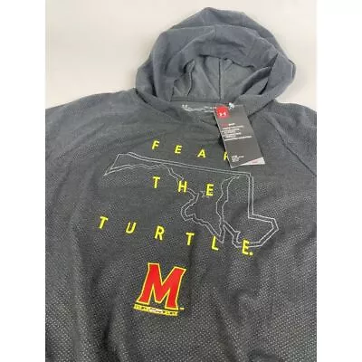 Under Armour Maryland Terrapins Hoodie Black Medium M Fear The Turtle Tie Off • $23