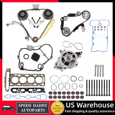 Timing Chain Gear Kit Head Gaskets Bolts Kit Water Pump Fits GM 2.0L 2.4L Ecotec • $278