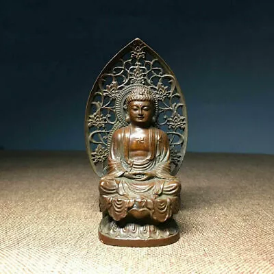  9cm Buddhism Antique Bronze Carved Sakyamuni Amitabha Tathagata Buddha Statue • $15.99