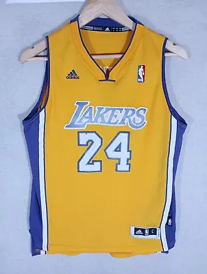 Adidas Kobe Bryant Los Angeles Lakers #24 Mesh NBA Swingman Jersey Yellow +2 L • $75.61