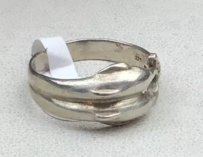 Vintage Sterling Ring Double Dolphins Nautical Band SZ 78 NO OFFERS • $10