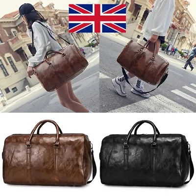 £9.98 • Buy Men Leather Duffle Weekend Bag Large Travel Women Gym Luggage Handbag Holdall UK