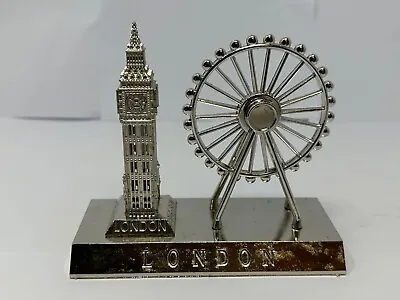 Metallic Ornaments Big Ben London With London Eye Unique Decor For Home - Silver • £20.69