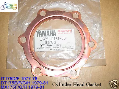 Yamaha IT175 DT175 MX175 Cylinder Head Gasket NOS HEAD GASKET CYL 1W2-11181-00 • $22.99