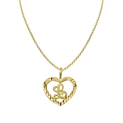 Precious Stars 14k Yellow Gold Heart-shaped Initial Letter 'L' Pendant Necklace • $156