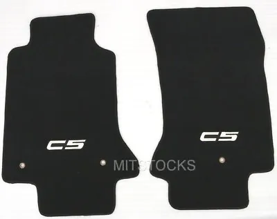 $35.88 • Buy Stitched Logo Fit For 97-04 Chevy Corvette C5 Black Nylon Carpet Floor Mat 2 Pcs