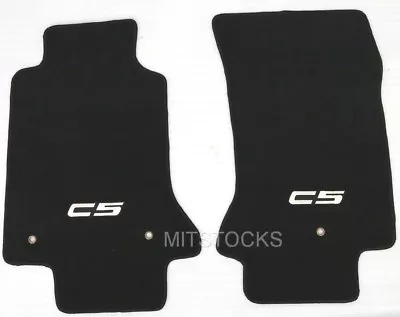 Stitched Logo Fit For 97-04 Chevy Corvette C5 Black Nylon Carpet Floor Mat 2 Pcs • $35.88