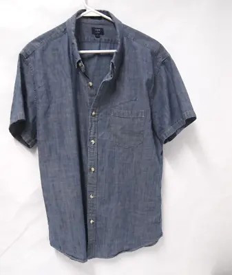 J.Crew Mens Shirt XL Chambray Blue Short Sleeve Button 100% Cotton Collared • $27.62