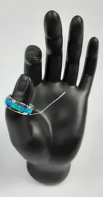 NEW TUNGSTEN Blue & Green Opal Inlay Wedding Ring (Size 7) • $33.08