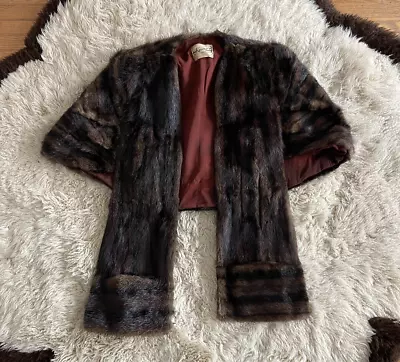 Vintage Fur Mink Shawl Kane's 50s 60s Jacket Brown Elegant OSFA • $25