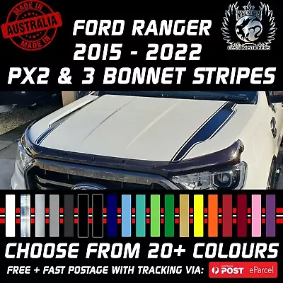 PAIR Ford RANGER & EVEREST 2015-2022 PX2 & PX3 PLAIN BONNET STRIPES / STICKERS • $56