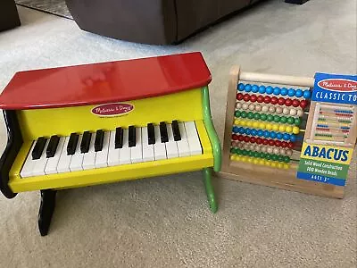 Lot Of 2 Melissa & Doug Yellow Green Red Learn-To-Play Piano And Abacus • $40