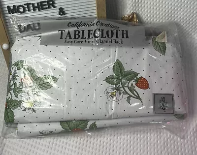 Vintage NOS Vinyl Tablecloth CALIFORNIA CREATIONS Square 52 X52  Strawberry’s • $19.99