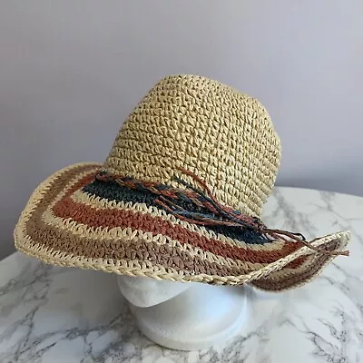 Fat Face Brown/ Beige/ Pink Wide Brim Sun Hat Cap. One Size • £10.99