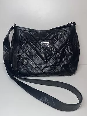 $29.95 • Buy Treesje HALEN Black Italian Fine Leather Quilted Top Zip Crossbody Beautiful Bag