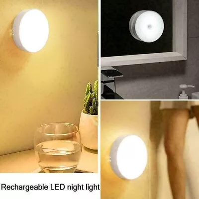 Slim LED Night Light USB-Charge Motion Sensor Self-Adhesive No Wire Cabnet Light • £5.28