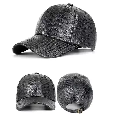 Adjustable Outdoor Casual Men Crocodile Style Leather Baseball Cap Snapback Hats • $13.59