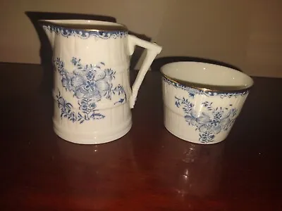 Royal Worcester Creamer & Open Sugar Bowl --- Mansfield Blue • $20