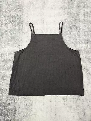 Madewell Shirt Women Large Black Ribbed Tank Boho Retro Pullover Crop Blouse • $2