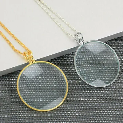 £5.06 • Buy 1PC Silver Gold 5X Monocle Magnifying Glass On Necklace Chain Magnifier Pendant