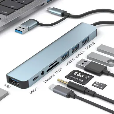 8-IN-1 Type-C HUB USB Multiport Card Reader Adapter Laptop Docking Station • $17.07