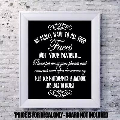 $10 • Buy Wedding Decal Unplugged Ceremony No Photos Vinyl Sign Mirror Chalk Board Sticker