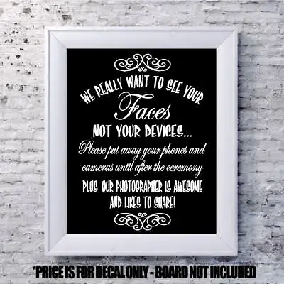 Wedding Decal Unplugged Ceremony No Photos Vinyl Sign Mirror Chalk Board Sticker • $13