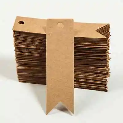£4.29 • Buy ECO KRAFT Paper Gift TAGS Card Label | No String | 100 Per Pack | UK Seller 