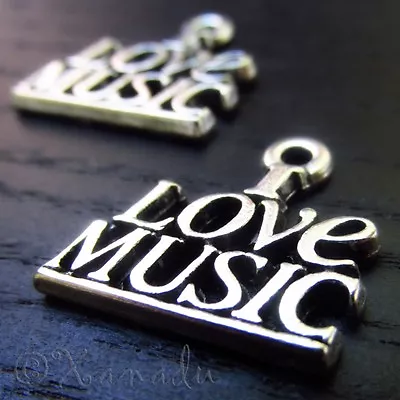 I Love Music Charms - Wholesale Silver Plated Pendants C2871 - 5 10 Or 20PCs • $3.75