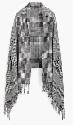 NEW J.CREW Womens Versatile Poncho Cape Scarf Shawl Wrap Glen Plaid Wool Bld NWT • $52.99